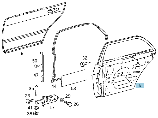 Mercedes S-Klasse W126 V126 Tür hinten links (Langversion) A1267301505 Gebraucht