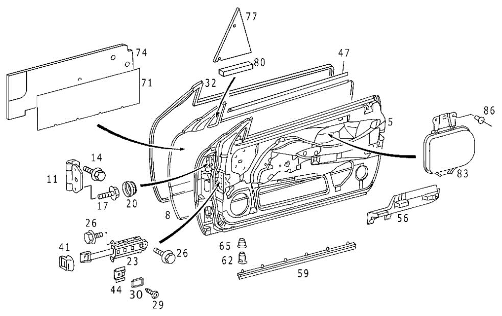 Mercedes CLK-Klasse Coupé + Cabrio W208 A208 C208 Beifahrertür Tür vorne rechts A2087200805 NOS