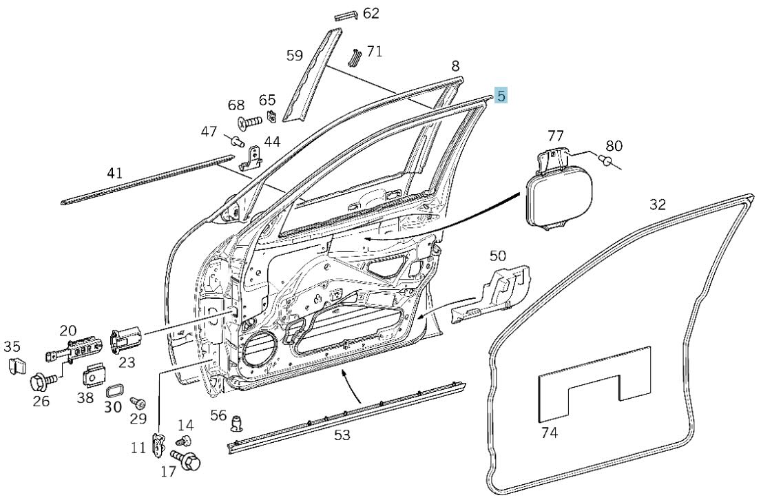 Mercedes E-Klasse W210 S210 Limousine/T-Modell Fahrertür vorne rechts A2107201505 NOS