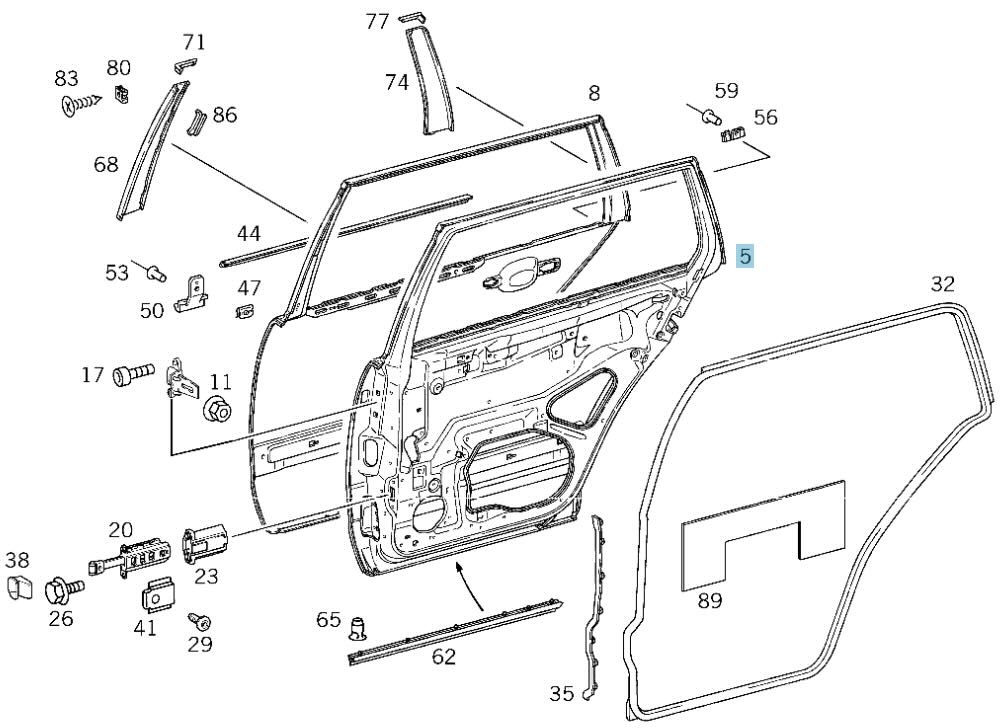 Mercedes E-Klasse S210 T-Modell (Kombi) Tür hinten links A2107302405