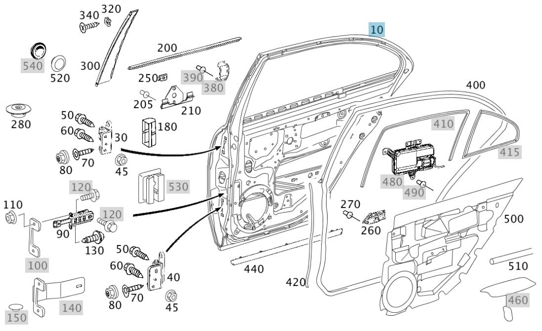 Mercedes E-Klasse W211 Limousine Fondtür hinten links A2117300105 NOS