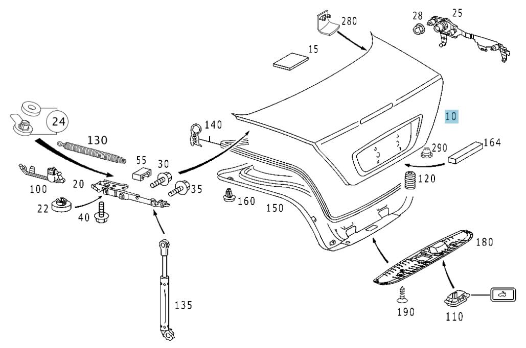 Mercedes CL-Klasse C215 Coupe Heckdeckel A2157500175 NOS